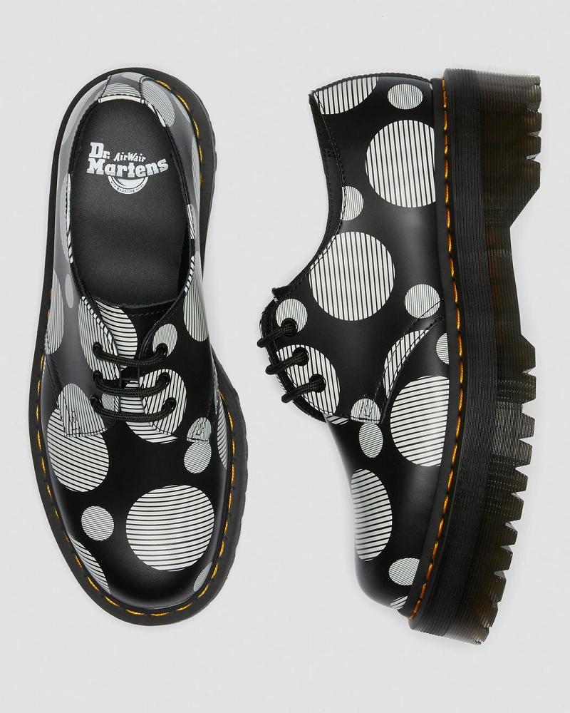 Zapatos Plataforma Dr Martens 1461 Polka Dot Smooth Cuero Hombre Negros | MX 196NWY